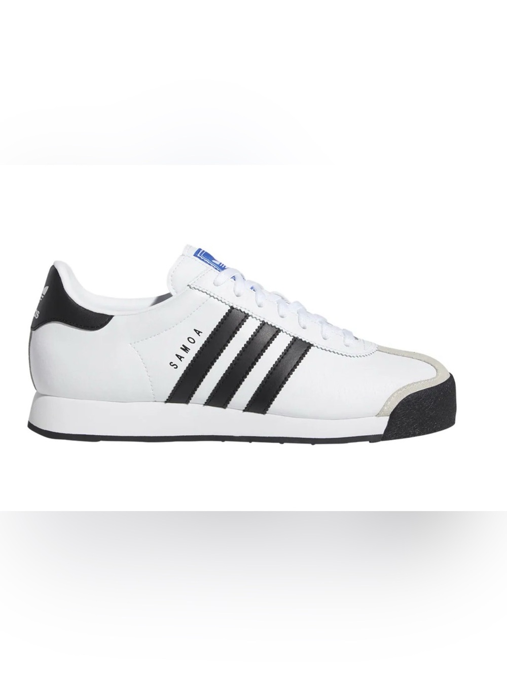adidas Samoa White Leather Sneaker with Black Stripes and Gray Toe